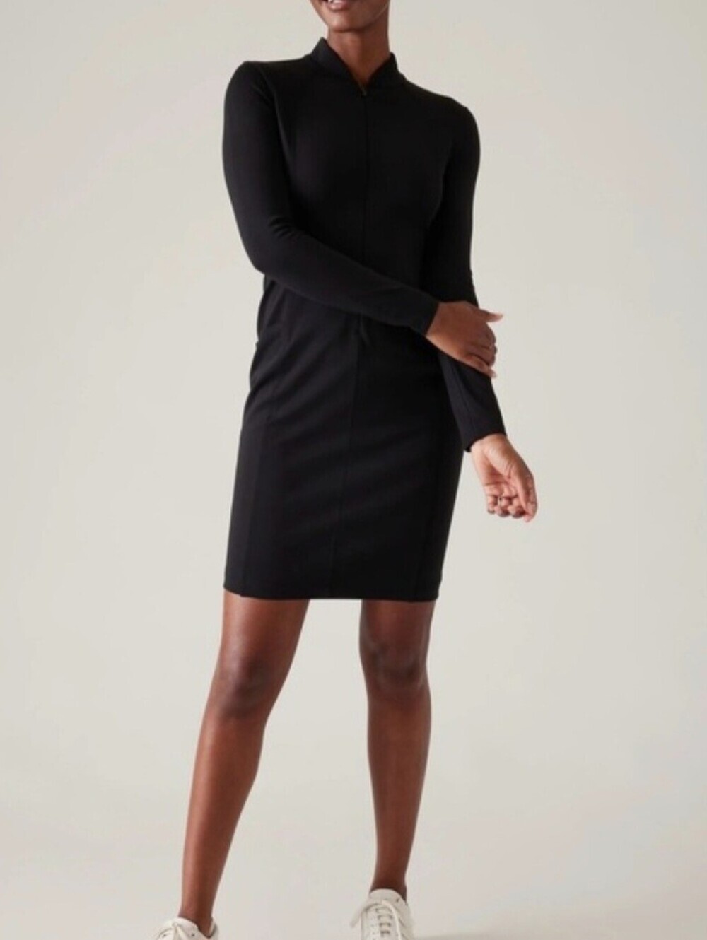 Athleta Delancey Skyline Mocked Neck Long-Sleeve Black Dress